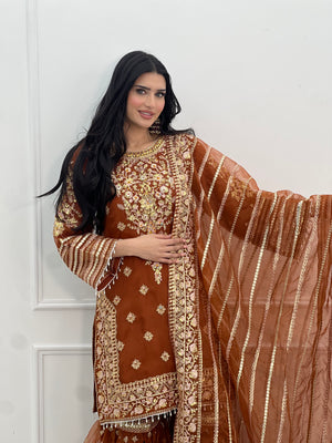 Tehwar - V4 - Luxury Festive Collection with Gharara - Organza - Ready to Wear -  SD10