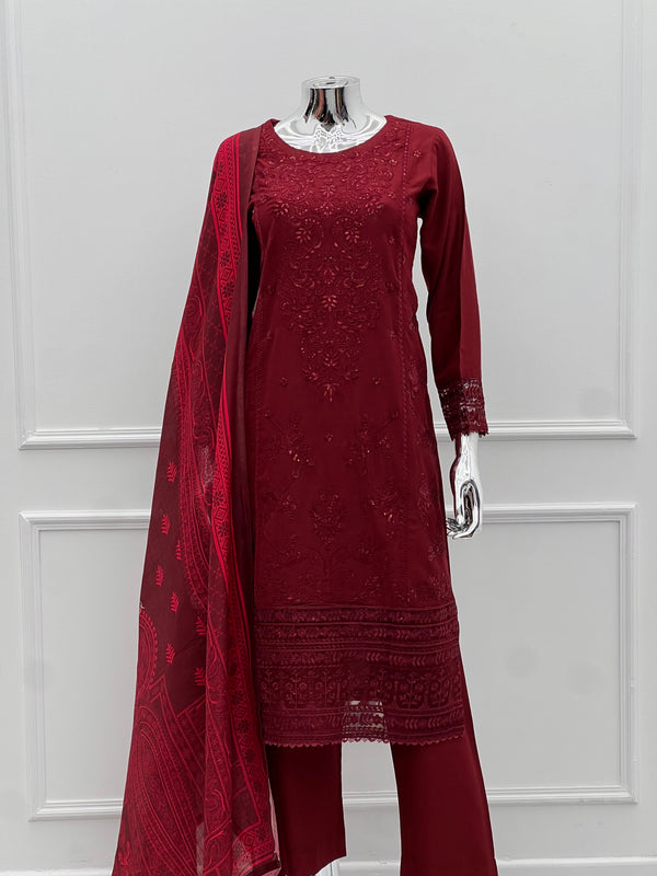 Budget Wear - Black Embroidered Dhanak Outfit- Ready to Wear -SD-SA03