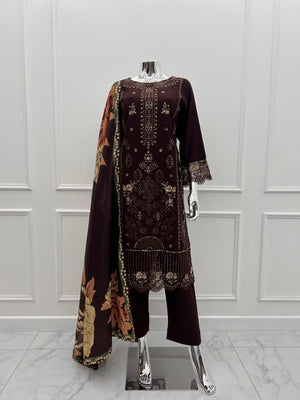 Budget Wear - Embroidered Dhanak Outfit- Ready to Wear -SD-SA05