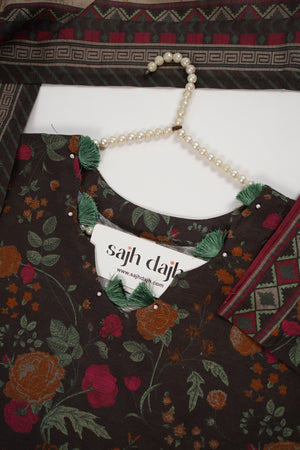 Bin Saeed Originals - Exclusive Khaddar Outfit with  Shawl - Ready to Wear SD545 brown