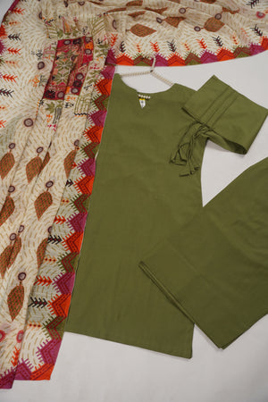 Rozi  - Exclusive Cotton  Outfit with Voile Dupatta - Ready to Wear SD483