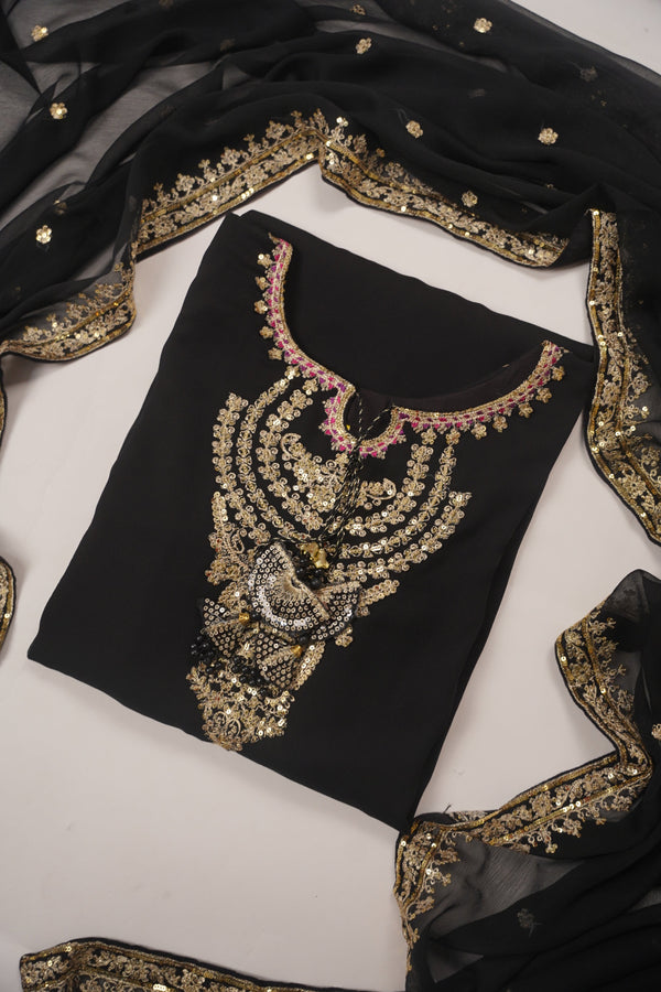 PREORDER- Budget Wear - Chiffon Outfit with Chiffon Dupatta and Plazzo  - Ready to Wear- HEJ-V6-D8