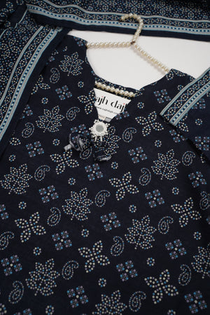 Bin Saeed Originals- Exclusive Khaddar Outfit with  Shawl - Ready to Wear SD539 blue