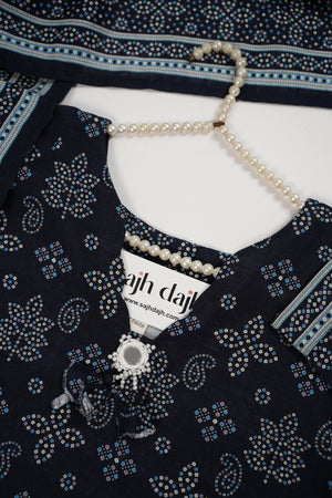 Bin Saeed Originals- Exclusive Khaddar Outfit with  Shawl - Ready to Wear SD539 blue