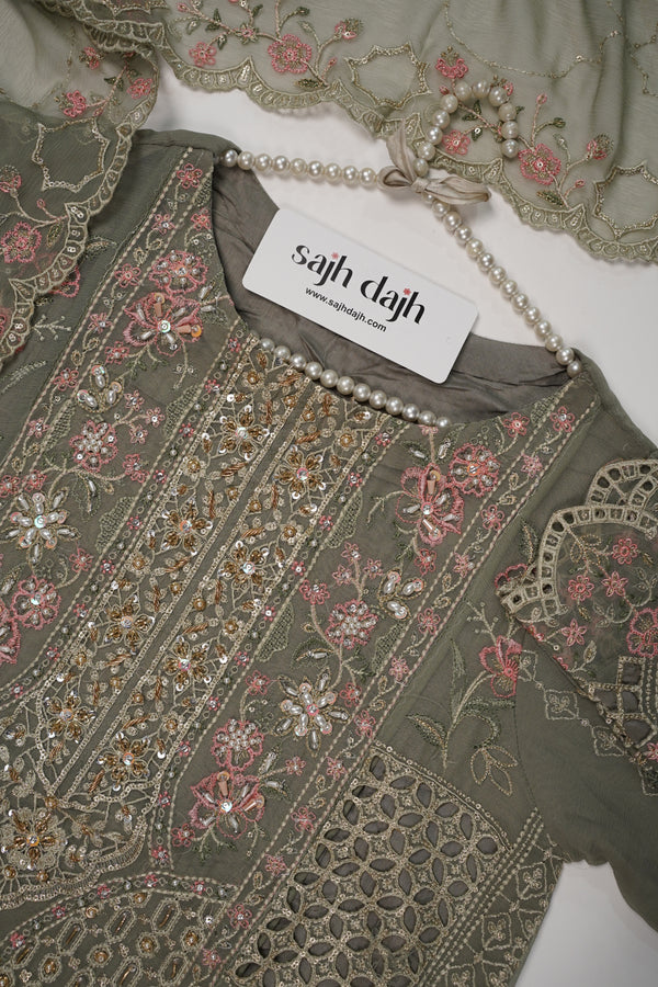 Husan e Jahan - Luxury Chiffon Outfit with Chiffon Dupatta - Ready to Wear - HEJ-V4-D3