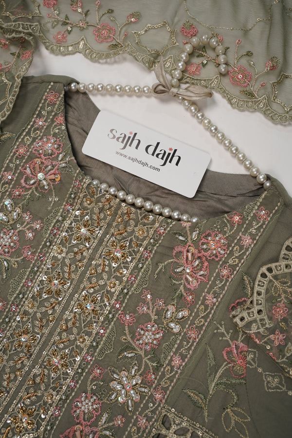 Husan e Jahan - Luxury Chiffon Outfit with Chiffon Dupatta - Ready to Wear - HEJ-V4-D3