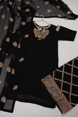 Chiffon Outfit with Chiffon Dupatta and Plazzo  - Ready to Wear-SD332