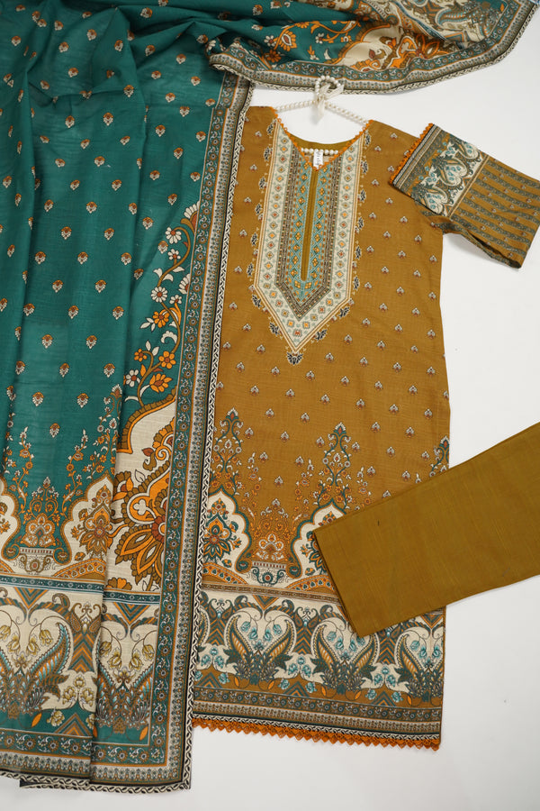 Rozi - Exclusive Khaddar Outfit with Shawl - Ready to Wear - Warm Fabric