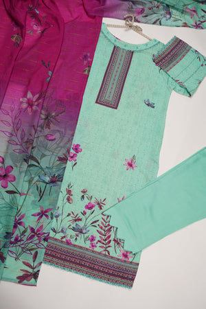 Rozi - Printed Viscose Outfit - Ready to Wear PD128-SB