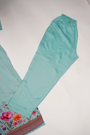 Rozi - Printed Viscose Outfit - Ready to Wear PD124-SB