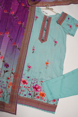 Rozi - Printed Viscose Outfit - Ready to Wear PD124-SB