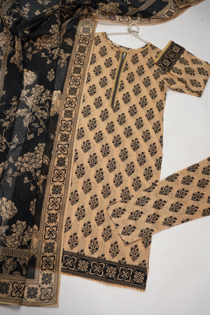 Rozi - Luxury Lawn Outfit With Voile Dupatta - Ready to Wear - PD009