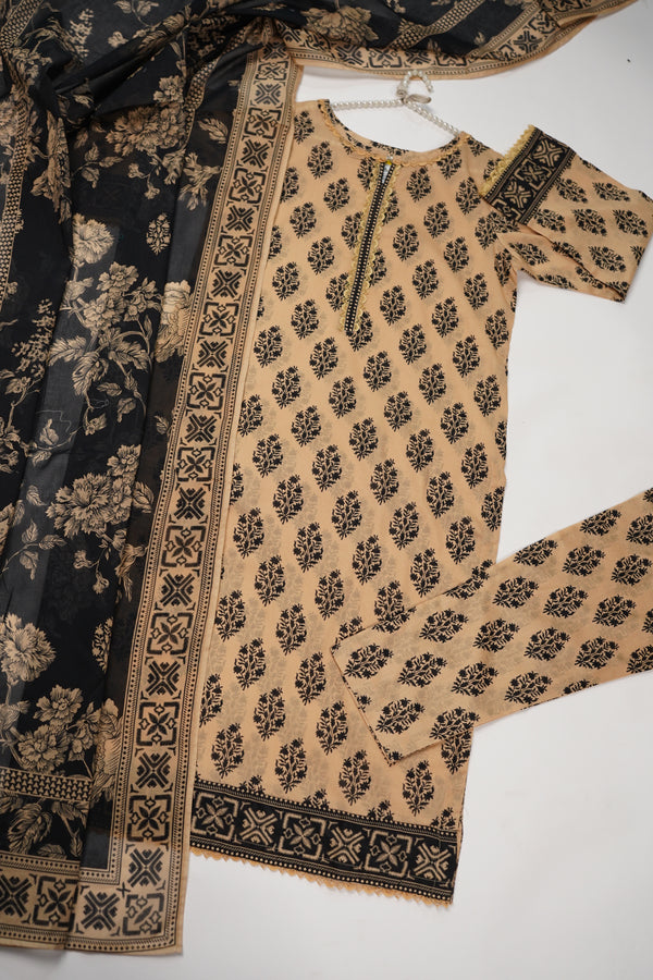 Rozi - Luxury Lawn Outfit With Voile Dupatta - Ready to Wear - PD009
