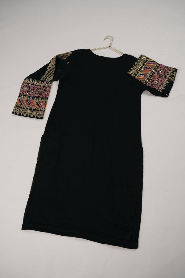 Husan e Jahan - Chiffon Outfit with Chiffon Dupatta and Plazzo - Ready to Wear - MC261 - Emerald Green