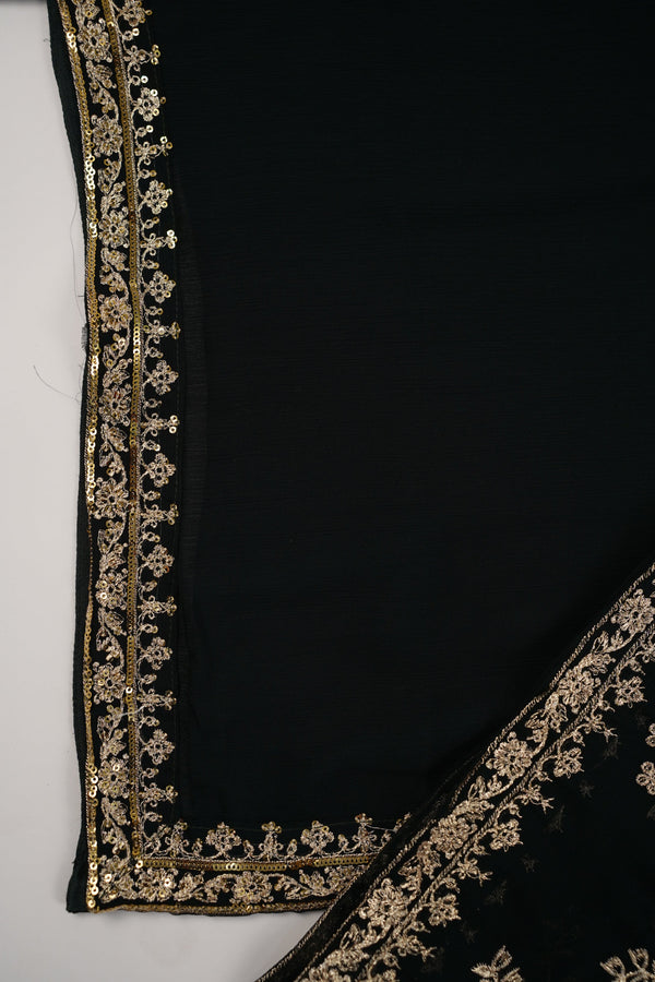 Husan e Jahan - Chiffon Outfit with Chiffon Dupatta and Plazzo - Ready to Wear - MC261 - Emerald Green