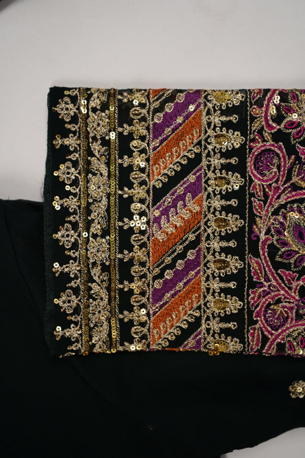 Husan e Jahan - Chiffon Outfit with Chiffon Dupatta and Plazzo - Ready to Wear - MC261 - Emerald Green