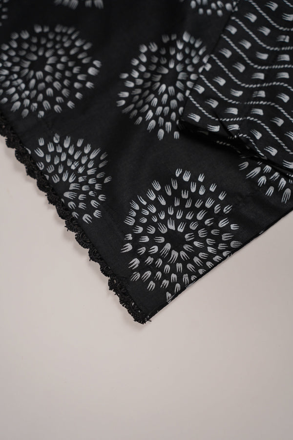 Rozi - Printed  Cotton Outfit - Ready to Wear PD127 Black