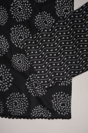 Rozi - Printed  Cotton Outfit - Ready to Wear PD127 Black