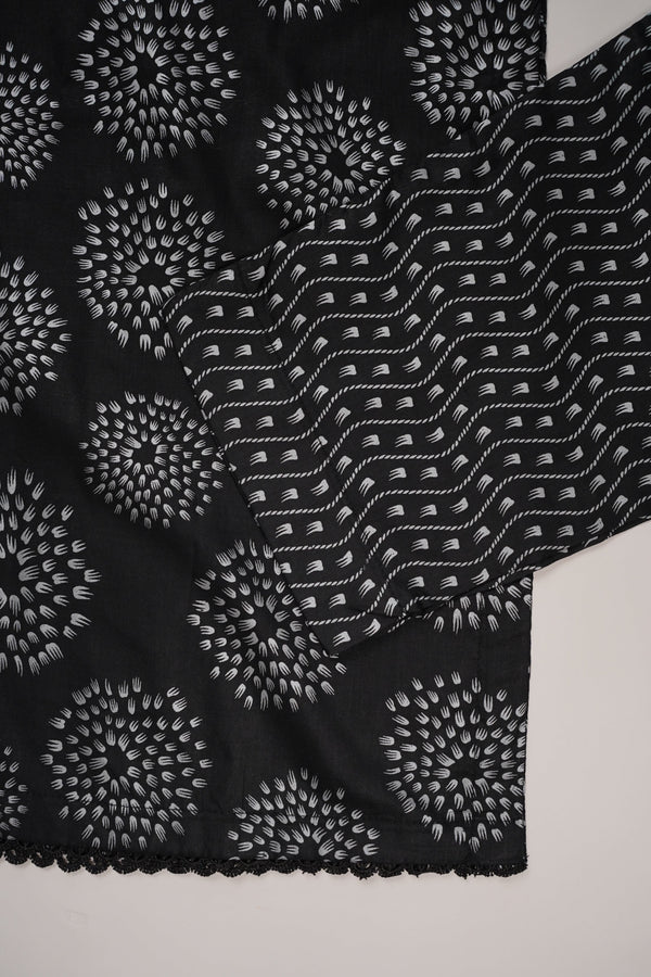 Rozi - Printed  Cotton Outfit - Ready to Wear PD127 Black