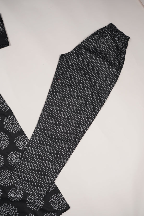 Rozi - Printed  Cotton Outfit - Ready to Wear PD127 Black