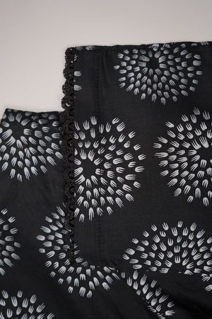 Rozi - Printed  Cotton Outfit - Ready to Wear PD127 Black