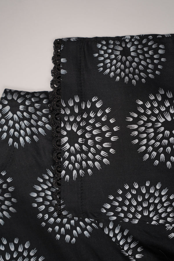 Rozi - Printed  Cotton Outfit - Ready to Wear PD127 Black