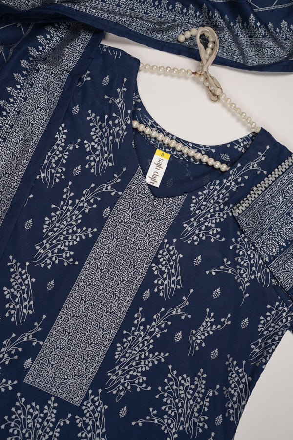 Rozi - Printed  cotton  Outfit With cotton Dupatta - Ready to Wear PD106