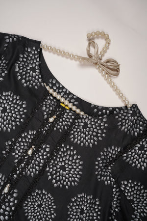 Rozi - Printed  Cotton Outfit - Ready to Wear PD127 Black
