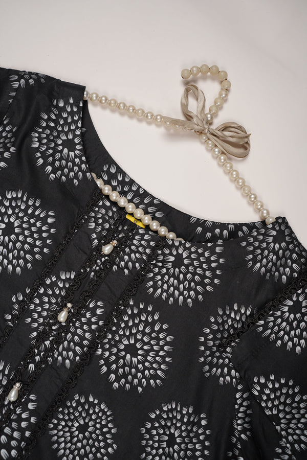 Rozi - Printed  Cotton Outfit - Ready to Wear PD127 Black
