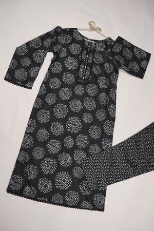 Rozi - Printed  Cotton Outfit - Ready to Wear PD127 Black