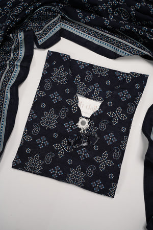 Bin Saeed Originals- Exclusive Khaddar Outfit with  Shawl - Ready to Wear SD539 blue