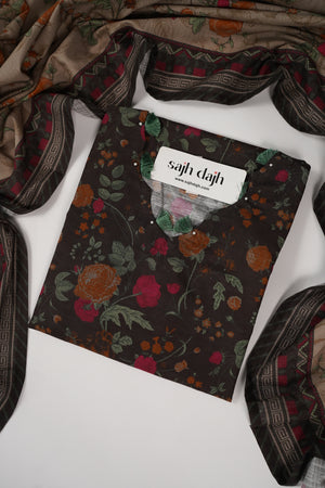Bin Saeed Originals - Exclusive Khaddar Outfit with  Shawl - Ready to Wear SD545 brown