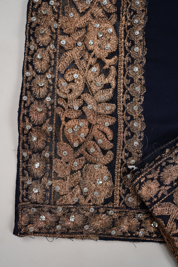Chiffon Budget Wear Suit with Chiffon Dupatta - Ready to Wear Navy Blue