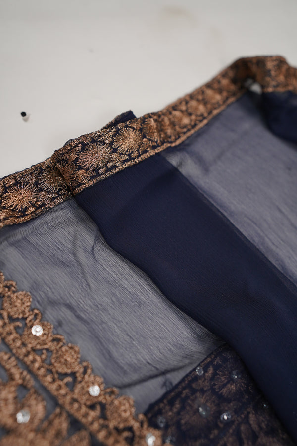 Chiffon Budget Wear Suit with Chiffon Dupatta - Ready to Wear Navy Blue