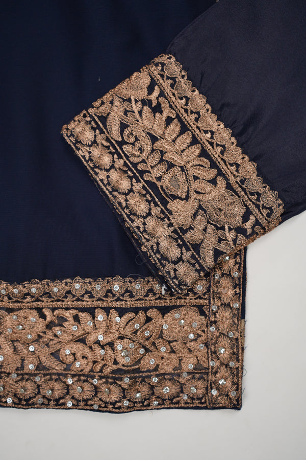 Chiffon Budget Wear Suit with Chiffon Dupatta - Ready to Wear Navy Blue