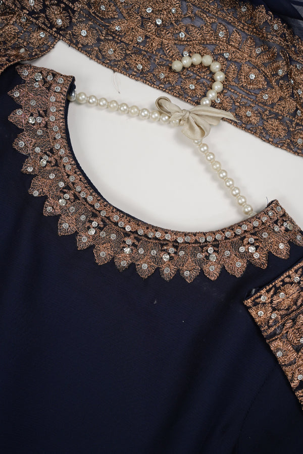 Chiffon Budget Wear Suit with Chiffon Dupatta - Ready to Wear Navy Blue