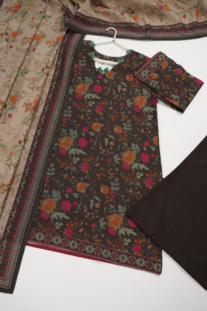 Bin Saeed Originals - Exclusive Khaddar Outfit with  Shawl - Ready to Wear SD545 brown