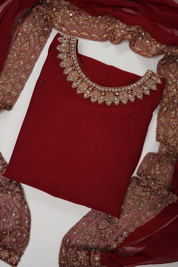 Mum and Me - Chiffon Budget Wear Suit with Chiffon Dupatta and Plazzo Bottoms - Ready to Wear