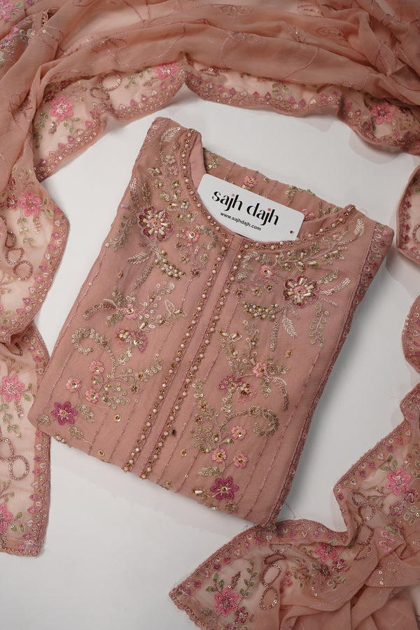 Husan e Jahan - Luxury Chiffon Outfit with Chiffon Dupatta - Ready to Wear - HEJ-V4-D4