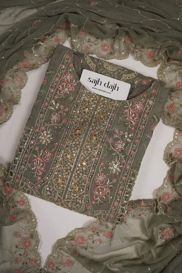Husan e Jahan - Luxury Chiffon Outfit with Chiffon Dupatta - Ready to Wear - HEJ-V4-D3