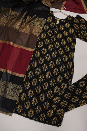 Rozi - Exclusive Khaddar Outfit with Multani Shawl - Ready to Wear - Warm Fabric PD136-SB