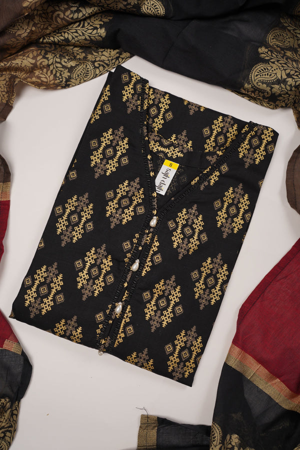 Rozi - Exclusive Khaddar Outfit with Multani Shawl - Ready to Wear - Warm Fabric PD136