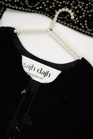 Tawakkal - Luxury Velvet Outfit with Embroidered Velvet Shawl Black