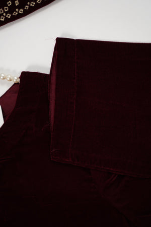 Tawakkal - Luxury Velvet Outfit with Embroidered Velvet Shawl  Mehron