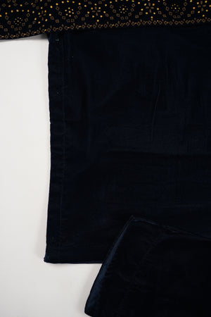 Tawakkal - Luxury Velvet Outfit with Embroidered Velvet Shawl  Zinc