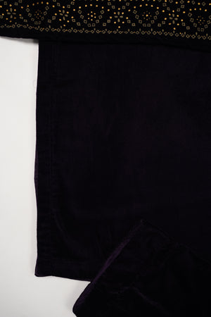 Tawakkal - Luxury Velvet Outfit with Embroidered Velvet Shawl dark purple