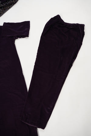 Tawakkal - Luxury Velvet Outfit with Embroidered Velvet Shawl purple