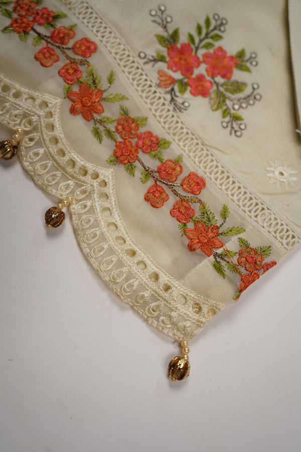 Rozi  - Farshi Shalwar - Luxury Cotton Lawn Outfit With Organza Dupatta - Ready to Wear PD027
