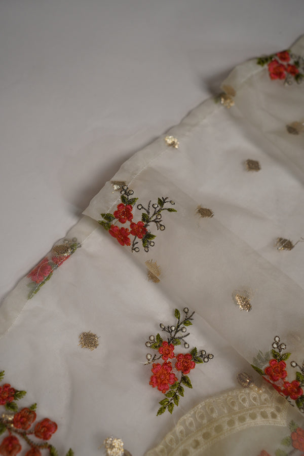 Rozi  - Farshi Shalwar - Luxury Cotton Lawn Outfit With Organza Dupatta - Ready to Wear PD027