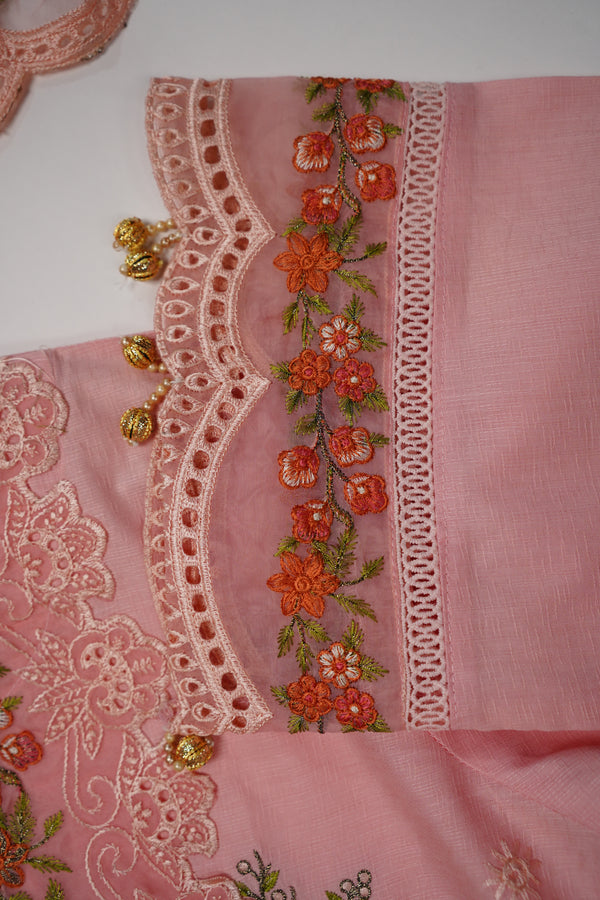 Rozi - Farshi Shalwar - Luxury Cotton Lawn Outfit With Organza Dupatta - Ready to Wear PD028